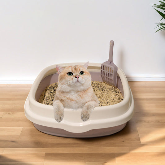 KFX-0033469 Pet Training Litter Box with Scoop - Plastic Anti-Splash Tray for Cats and Dogs