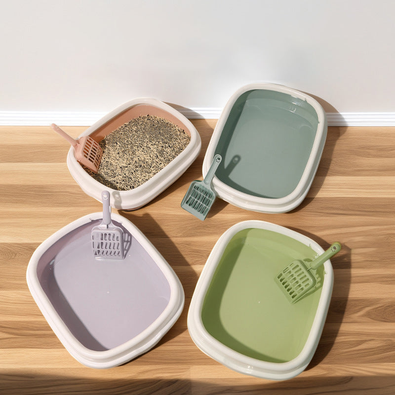 KFX-0033469 Pet Training Litter Box with Scoop - Plastic Anti-Splash Tray for Cats and Dogs