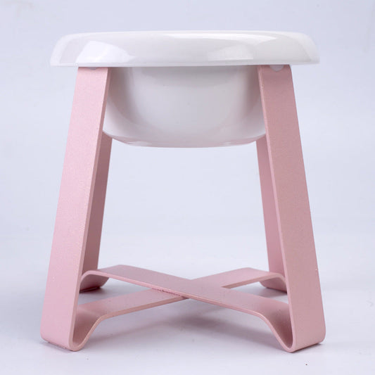 KFX-0033981 Elevated Antislip Cat Feeding Bowl with Iron Stand - 100% Porcelain Ceramic Pet Food and Water Feeder