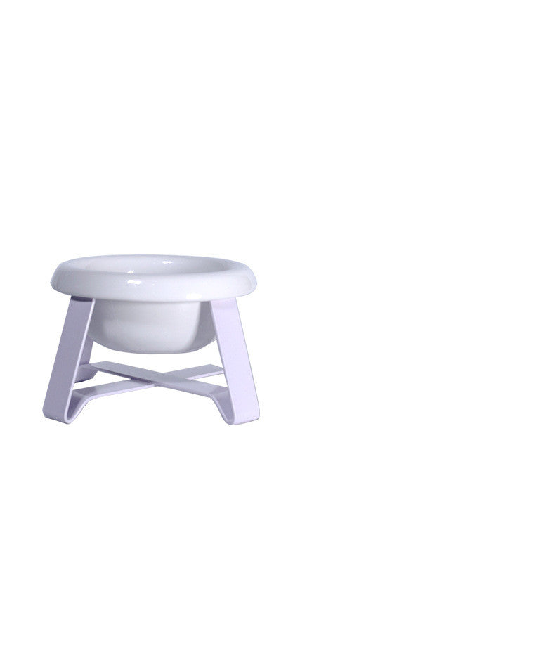 KFX-0033981 Elevated Antislip Cat Feeding Bowl with Iron Stand - 100% Porcelain Ceramic Pet Food and Water Feeder