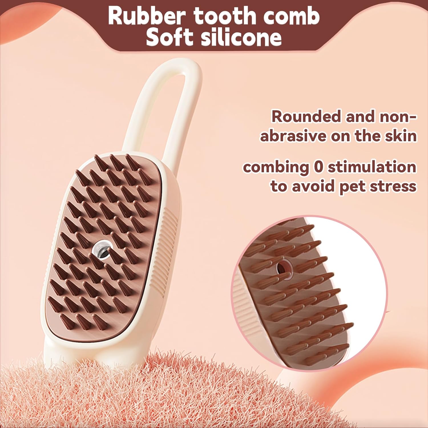 KFX-0035261 3-In-1 Pet Steam Brush for Shedding, Massage, Grooming - Suitable for Dogs & Cats, Short & Long Hair