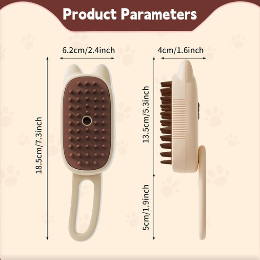 KFX-0035261 3-In-1 Pet Steam Brush for Shedding, Massage, Grooming - Suitable for Dogs & Cats, Short & Long Hair