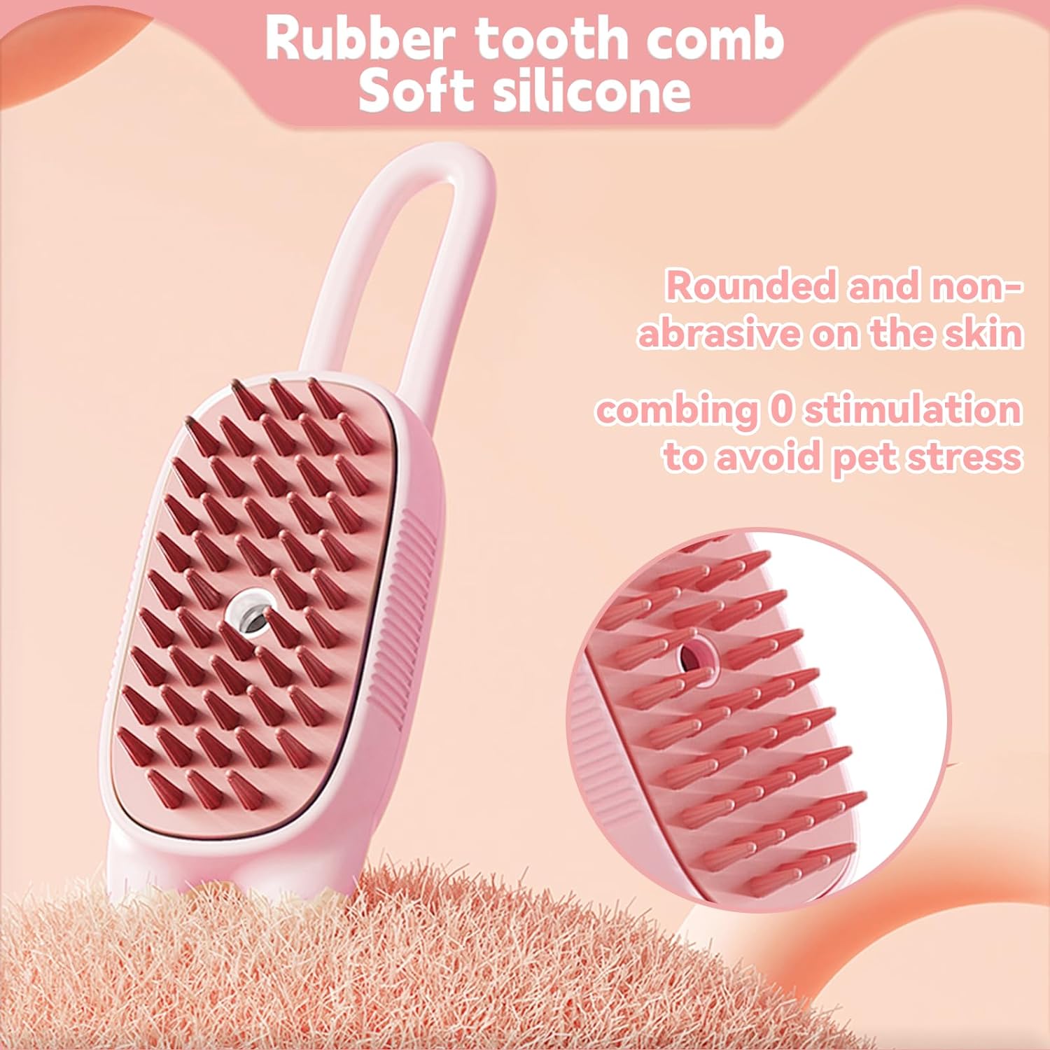 KFX-0035261 3-In-1 Pet Steam Brush for Shedding, Massage, Grooming - Suitable for Dogs & Cats, Short & Long Hair
