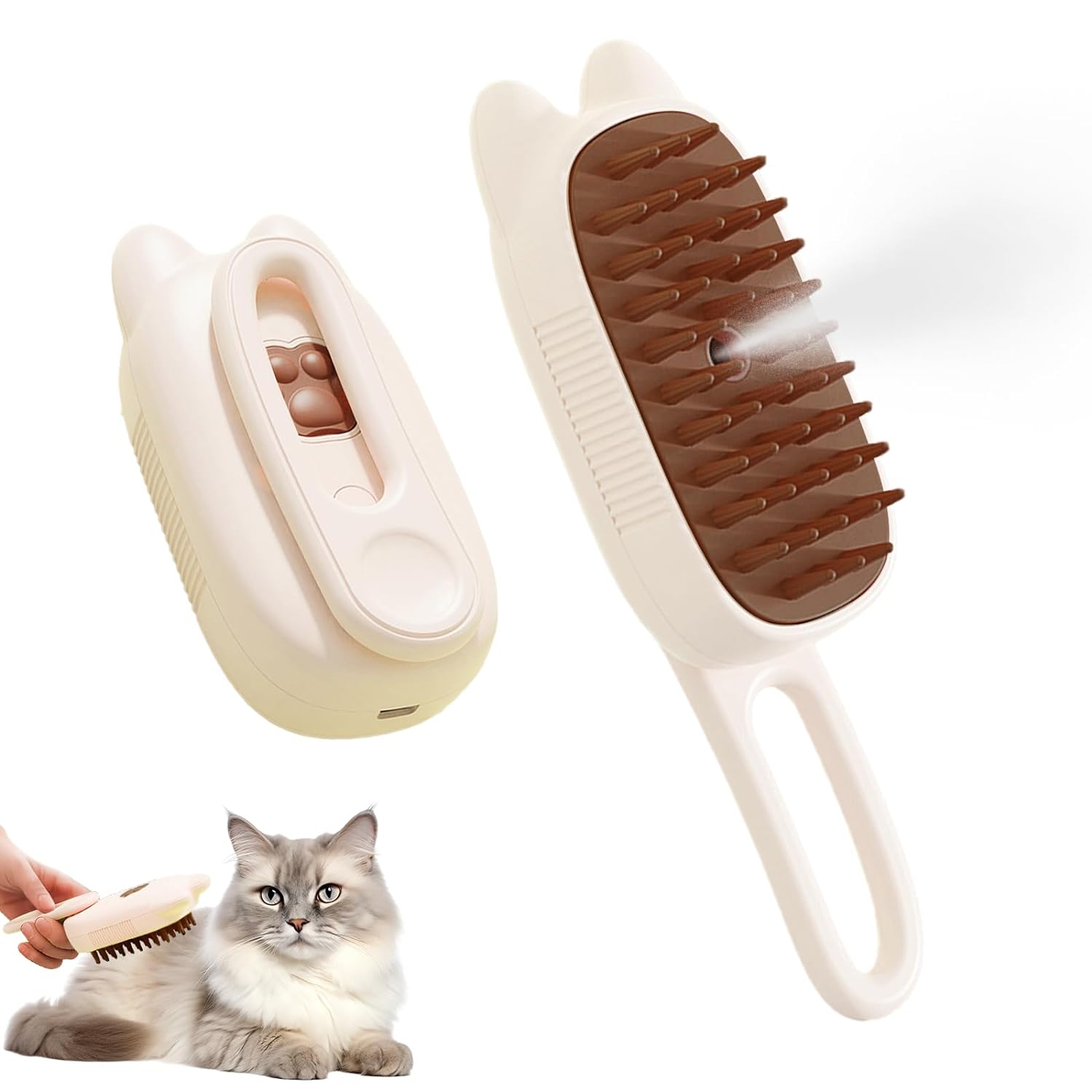 KFX-0035261 3-In-1 Pet Steam Brush for Shedding, Massage, Grooming - Suitable for Dogs & Cats, Short & Long Hair