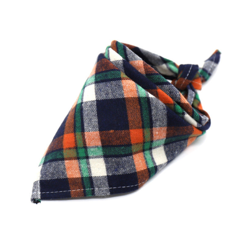 KFX-0035389 Scottish Style Spring Cotton Triangle Scarf in Flannel Design
