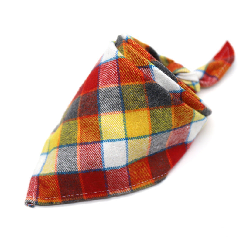 KFX-0035389 Scottish Style Spring Cotton Triangle Scarf in Flannel Design