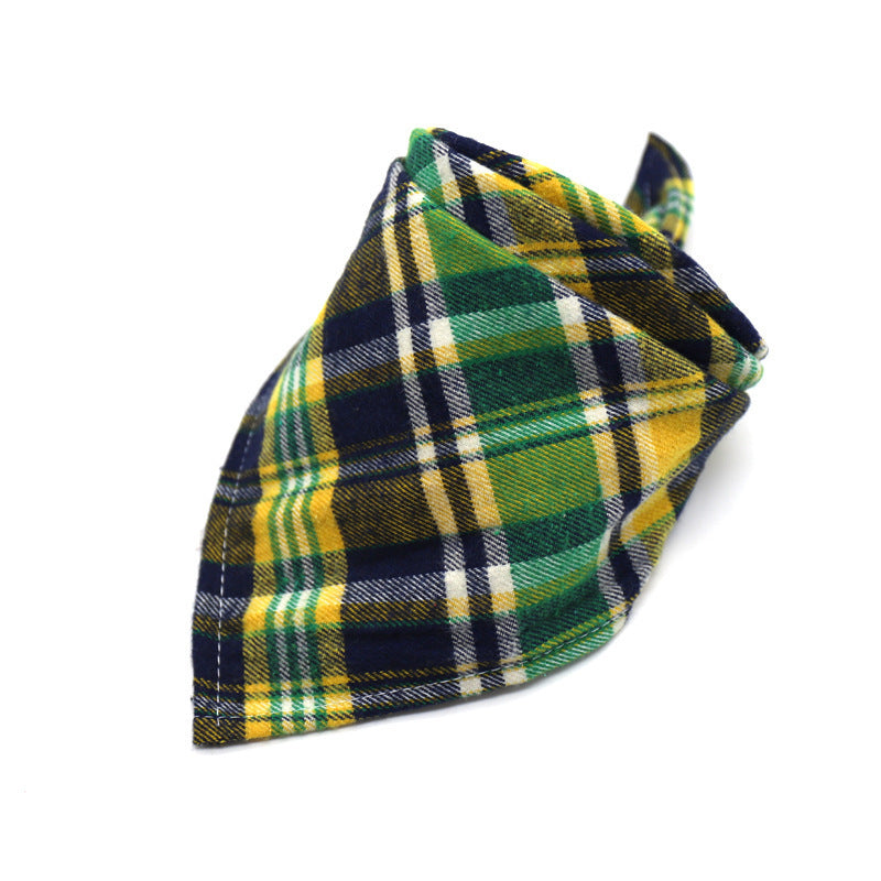 KFX-0035389 Scottish Style Spring Cotton Triangle Scarf in Flannel Design