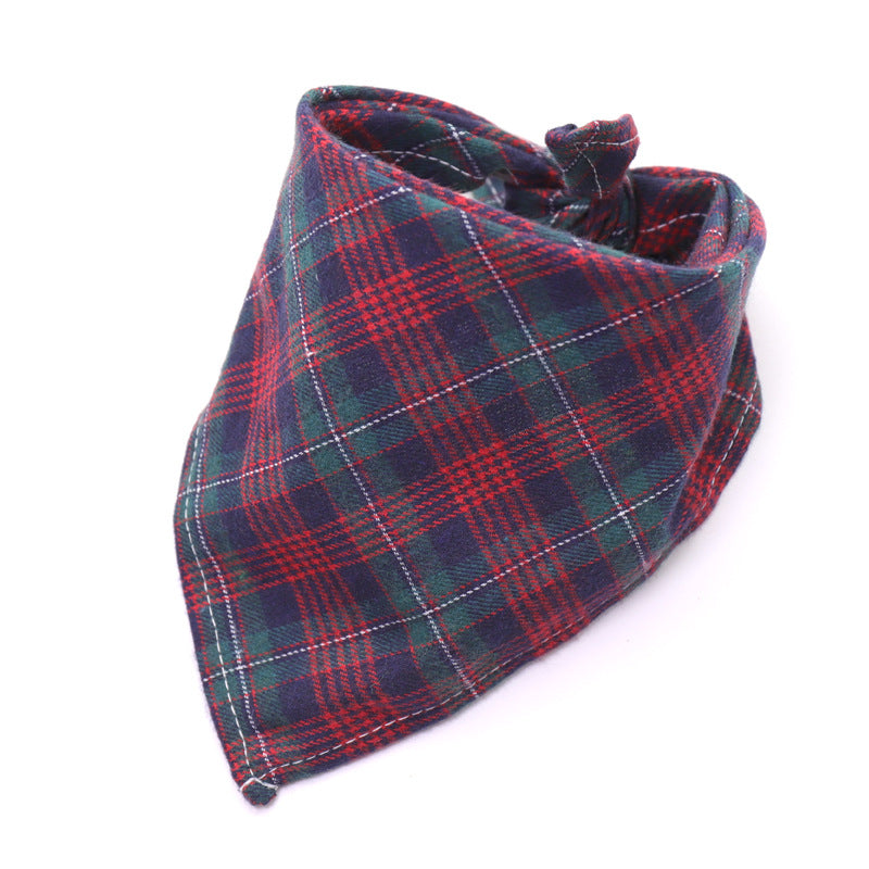 KFX-0035389 Scottish Style Spring Cotton Triangle Scarf in Flannel Design