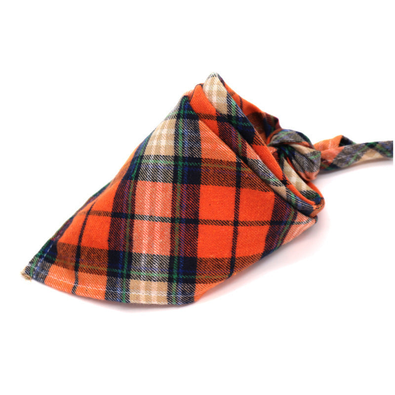 KFX-0035389 Scottish Style Spring Cotton Triangle Scarf in Flannel Design