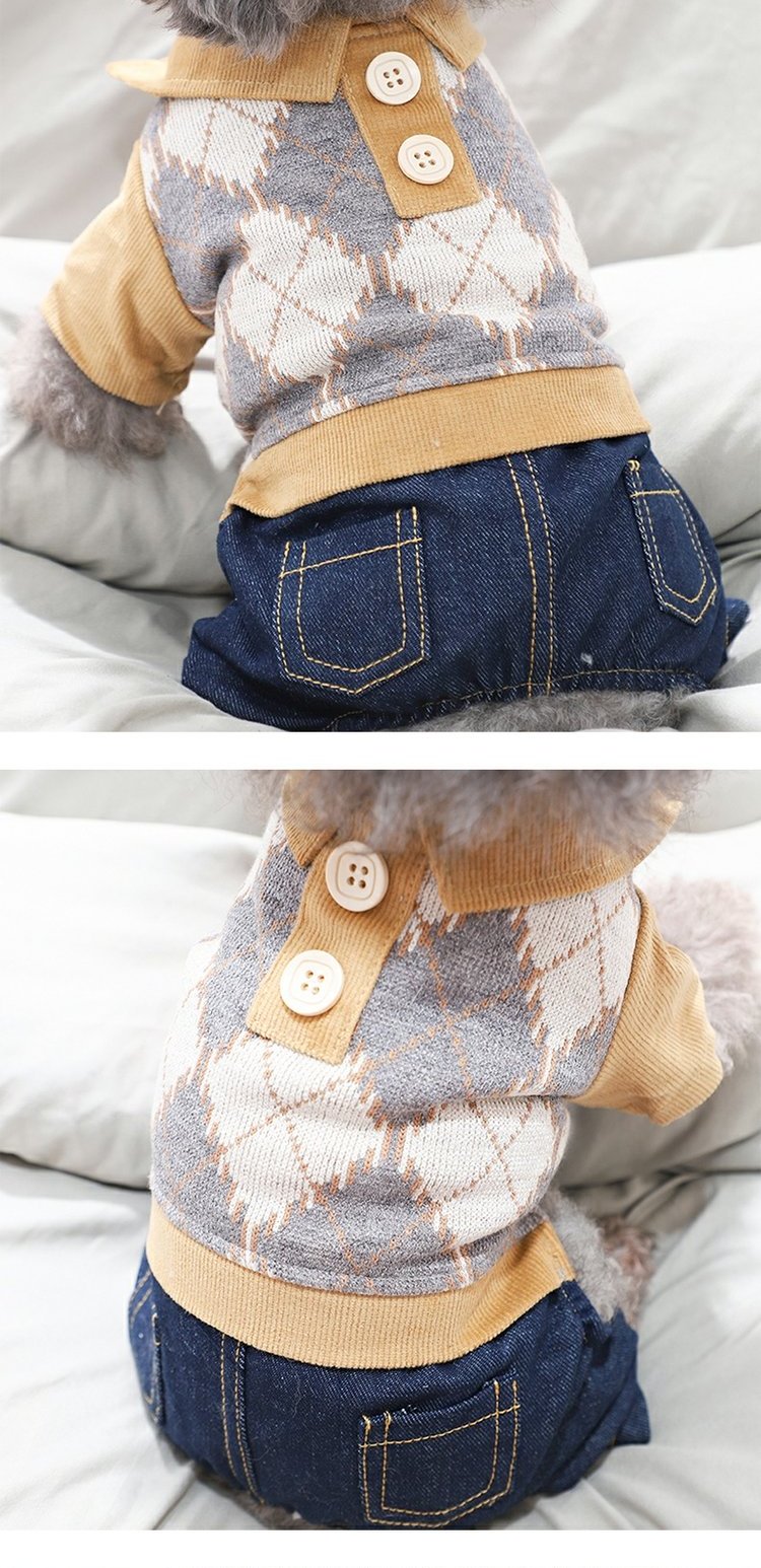 KFX-0036157 Cozy Four-Legged Dog Winter Outfit - Casual Styles in Navy Grey or Rice Grey