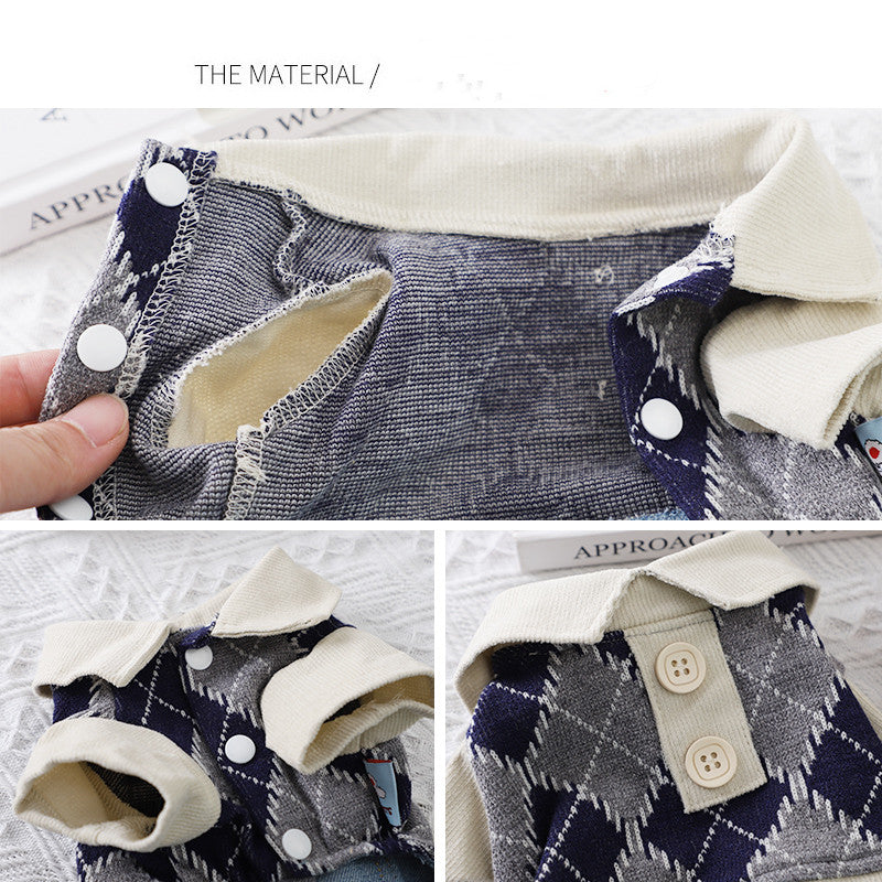 KFX-0036157 Cozy Four-Legged Dog Winter Outfit - Casual Styles in Navy Grey or Rice Grey