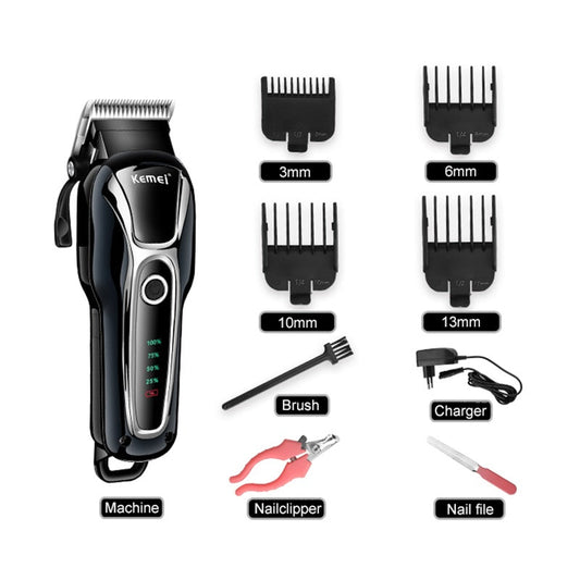 KFX-0039357 Rechargeable LCD Electric Hair Clipper for Pets and Humans with Long-Lasting Battery and Versatile Attachments
