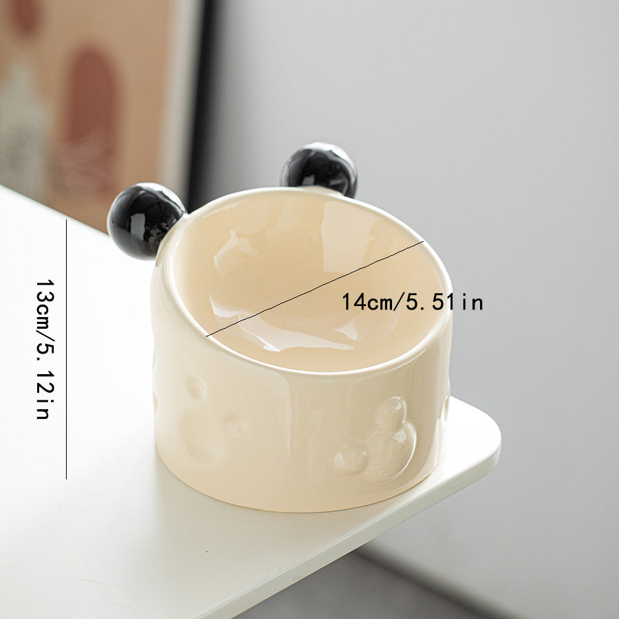 KFX-0039741 Elevated Ceramic Double Bowl with Neck Support for Cats and Dogs - Anti-Spill Design