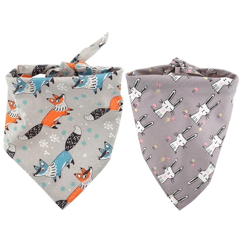 KFX-0041149 Cute Animal Pattern Cotton Pet Bandana for Dogs - Soft, Breathable Scarf - 65x45cm
