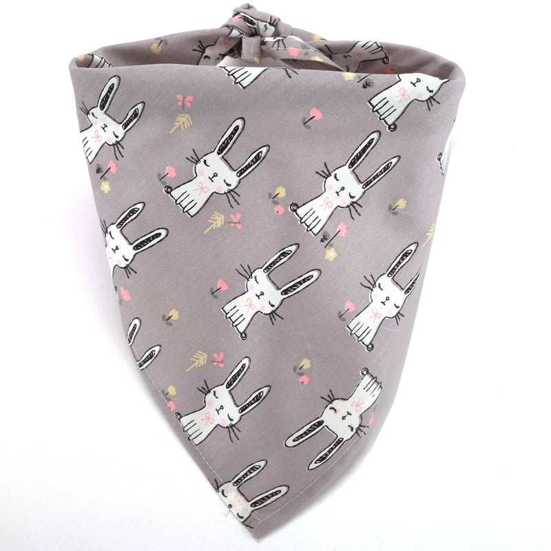 KFX-0041149 Cute Animal Pattern Cotton Pet Bandana for Dogs - Soft, Breathable Scarf - 65x45cm