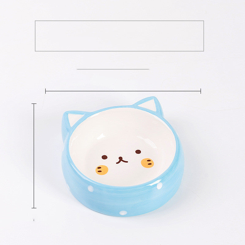 KFX-0043709 Ceramic Cat Food Bowl with Smooth Matte Glaze for Easy Cleaning