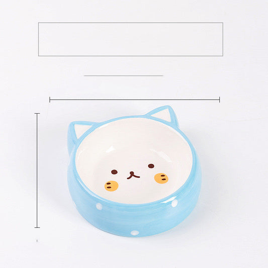 KFX-0043709 Ceramic Cat Food Bowl with Smooth Matte Glaze for Easy Cleaning