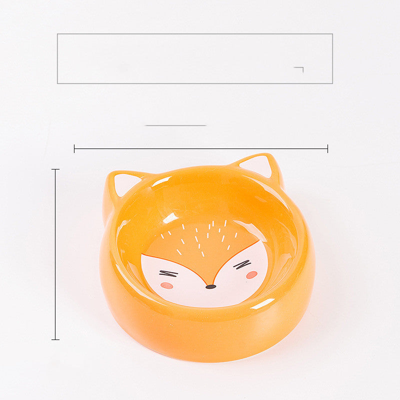 KFX-0043709 Ceramic Cat Food Bowl with Smooth Matte Glaze for Easy Cleaning