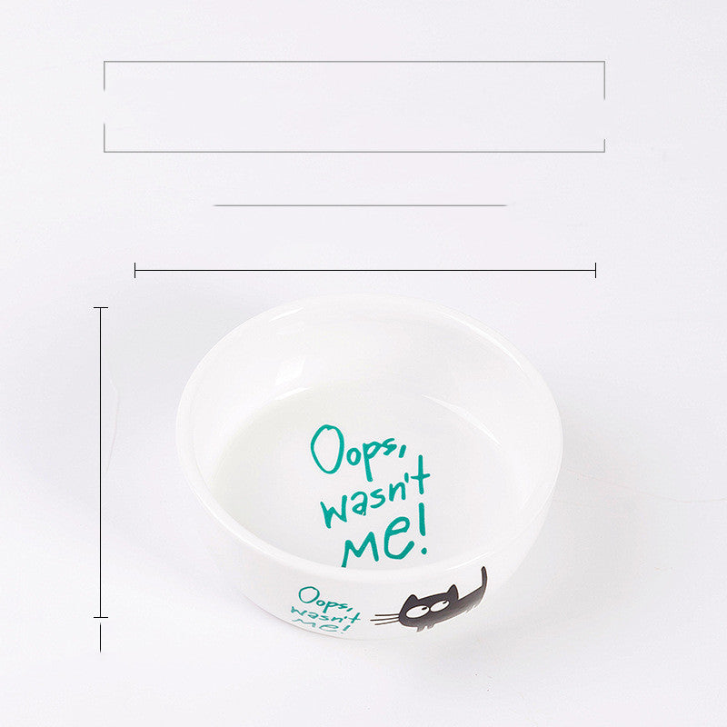 KFX-0043709 Ceramic Cat Food Bowl with Smooth Matte Glaze for Easy Cleaning
