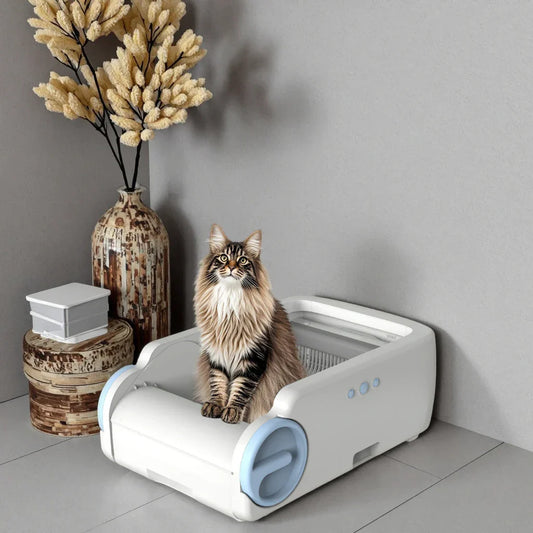 KFX-004691 Self-Cleaning Infrared Cat Litter Box with Odor Control and Compact Design
