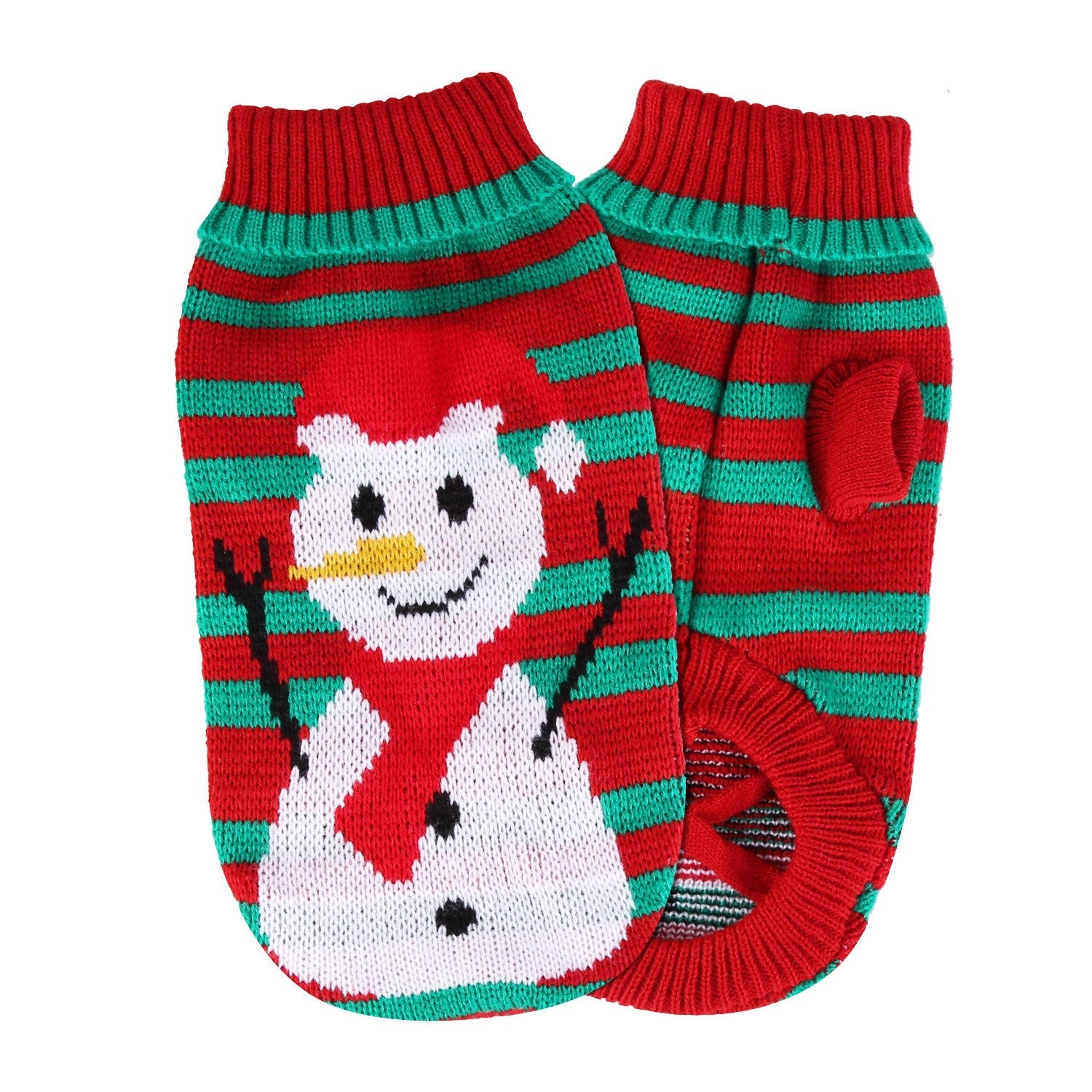KFX-0047293 Pet Christmas Turtleneck Sweater for Dogs and Cats - Cozy Snowman and Furball Designs in Multiple Sizes
