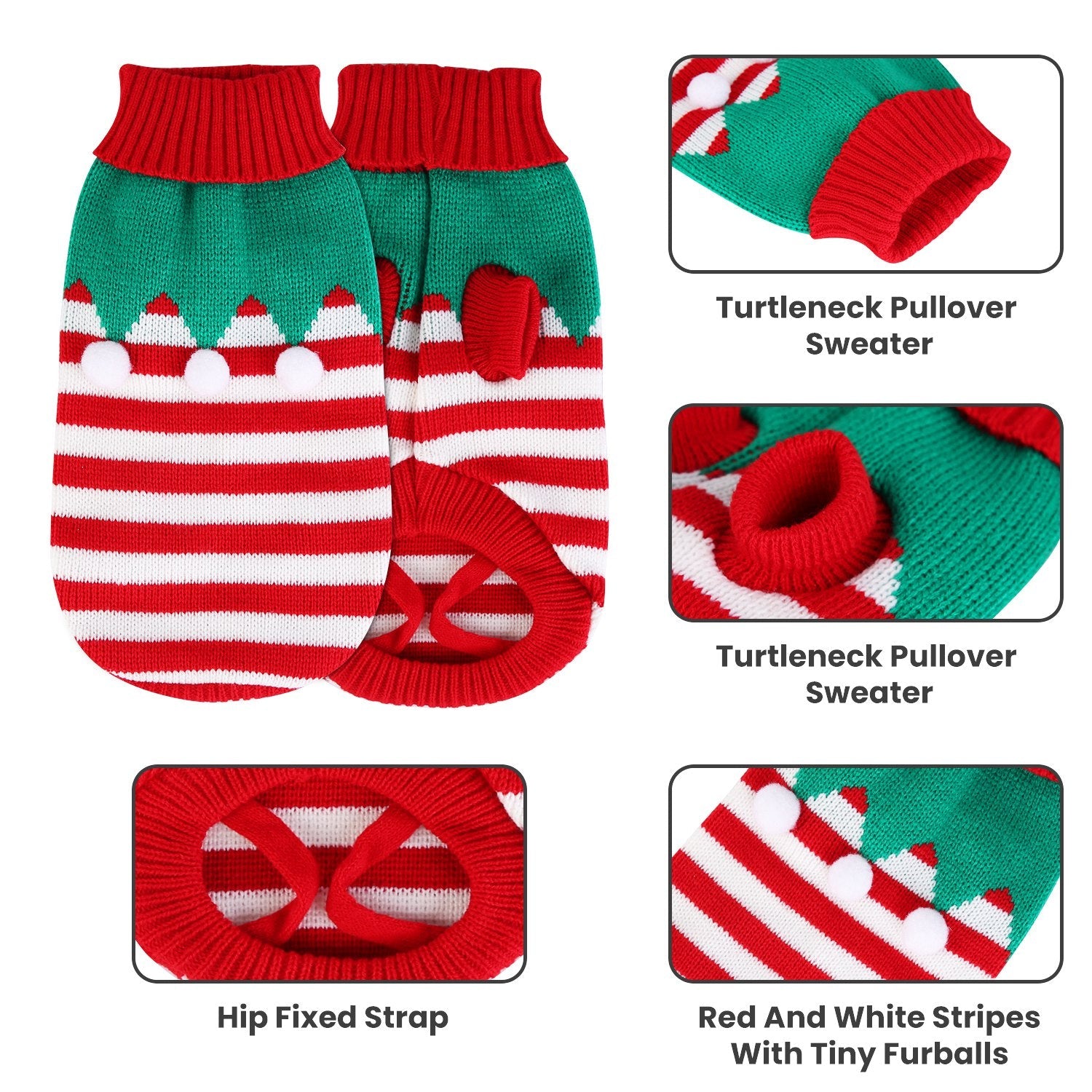KFX-0047293 Pet Christmas Turtleneck Sweater for Dogs and Cats - Cozy Snowman and Furball Designs in Multiple Sizes