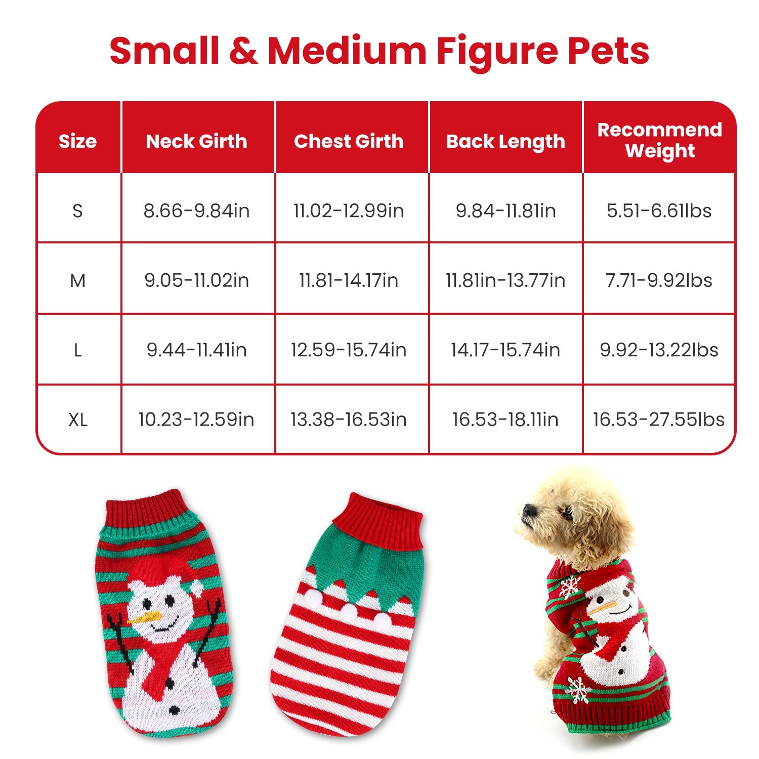 KFX-0047293 Pet Christmas Turtleneck Sweater for Dogs and Cats - Cozy Snowman and Furball Designs in Multiple Sizes