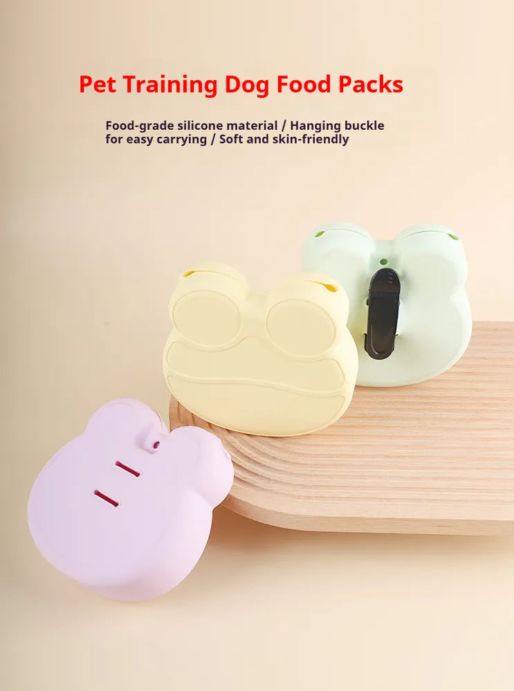 KFX-0050749 Soft Silicone Dog Treat Pouch with Hanging Buckle for Convenient Training and Outdoor Use