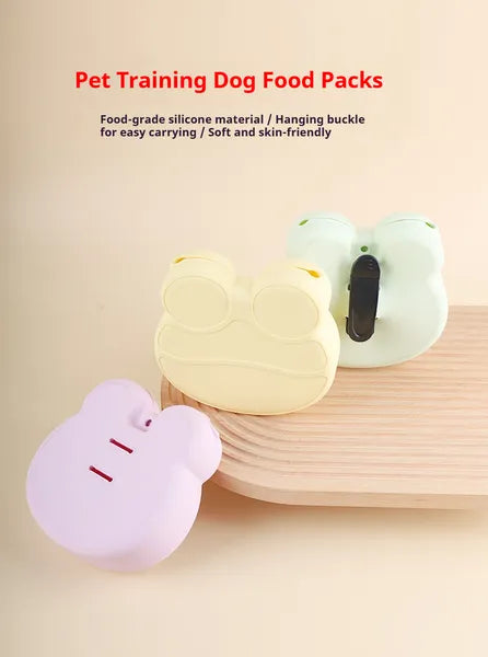 KFX-0050749 Soft Silicone Dog Treat Pouch with Hanging Buckle for Convenient Training and Outdoor Use