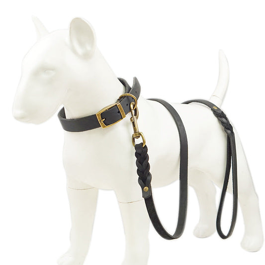 KFX-0051261 Genuine Leather Anti-Pull Dog Leash - Brown & Black Options Available