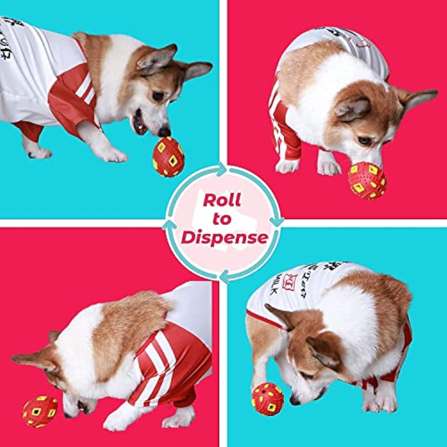 KFX-0052541 Interactive Teething Chew Toy for Small Dogs - Treat Dispensing Egg-Shaped Ball