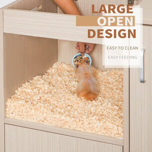 KFX-0052925 4-Tier Wooden Guinea Pig and Hamster Cage with Lockers and Acrylic Windows