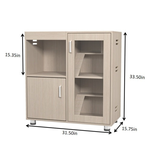 KFX-0052925 4-Tier Wooden Guinea Pig and Hamster Cage with Lockers and Acrylic Windows