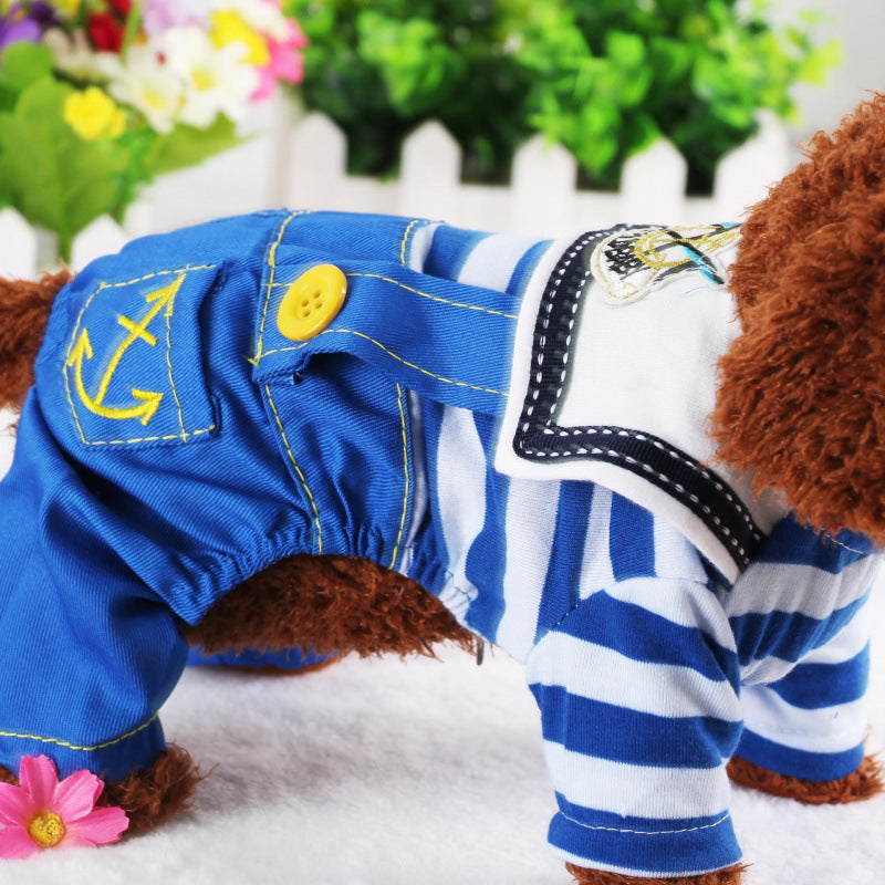 KFX-0053693 Navy Blue Dog Outfit with Paw Print Design for Small to Extra Large Dogs