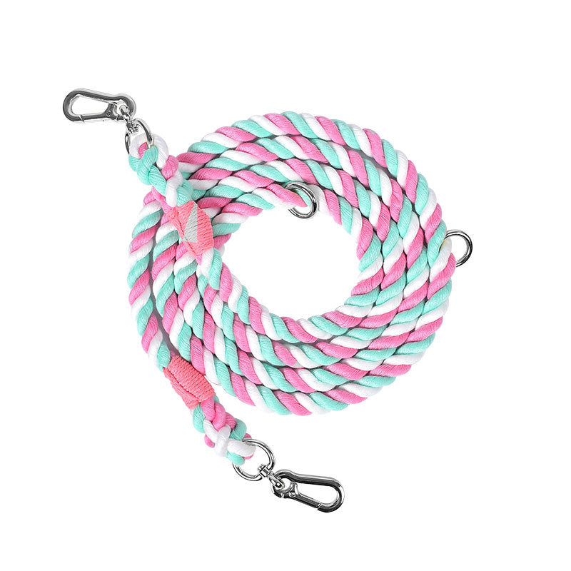 KFX-0054845 Multifunctional Braided Double-Ended Dog Leash for Active Walking