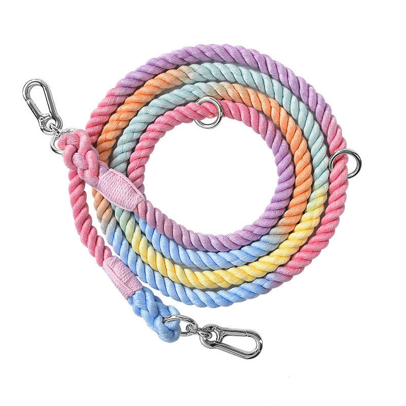 KFX-0054845 Multifunctional Braided Double-Ended Dog Leash for Active Walking