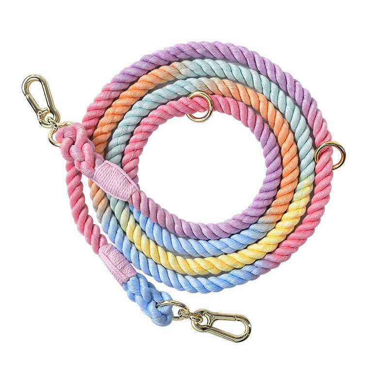 KFX-0054845 Multifunctional Braided Double-Ended Dog Leash for Active Walking