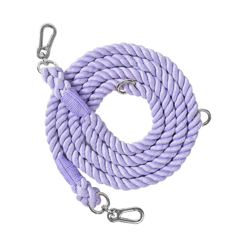 KFX-0054845 Multifunctional Braided Double-Ended Dog Leash for Active Walking