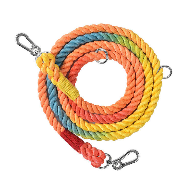 KFX-0054845 Multifunctional Braided Double-Ended Dog Leash for Active Walking