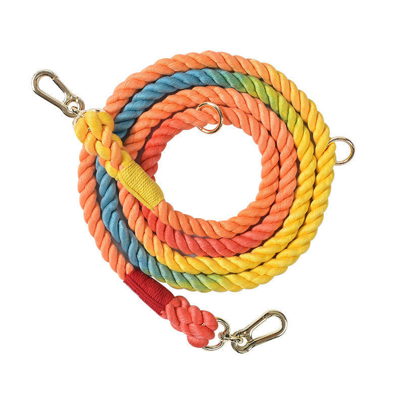 KFX-0054845 Multifunctional Braided Double-Ended Dog Leash for Active Walking