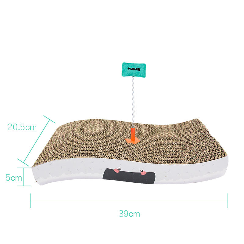 KFX-0055229 Cat Scratching Boards with Random Toy - Onigiri, Sushi, and Salmon Designs