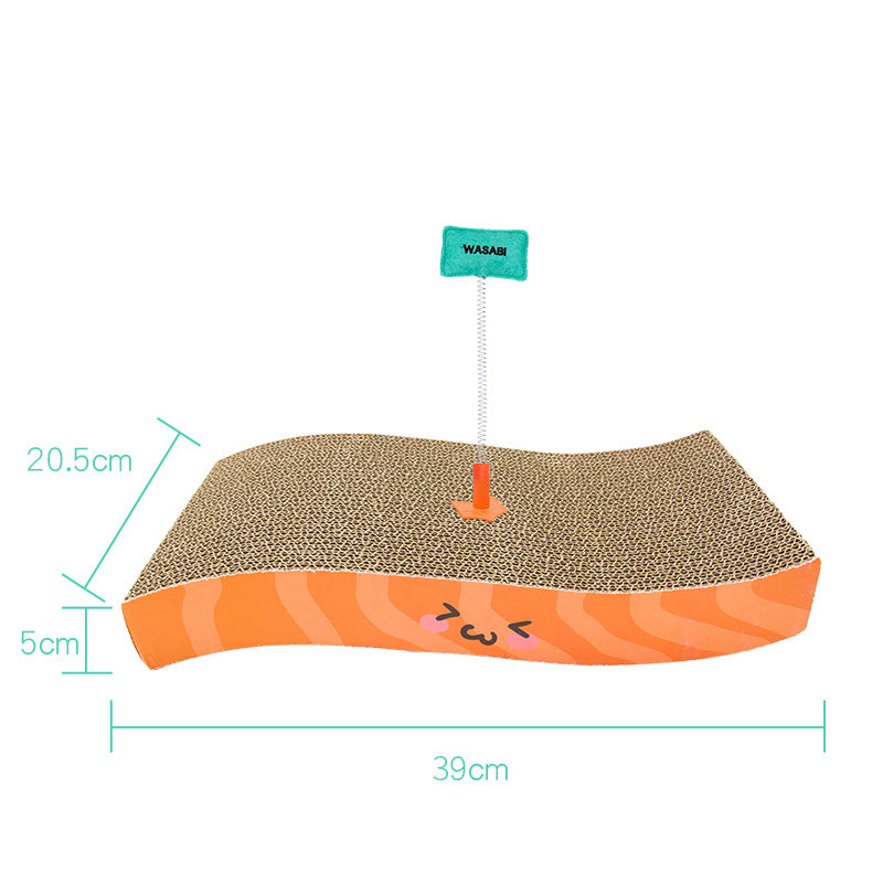 KFX-0055229 Cat Scratching Boards with Random Toy - Onigiri, Sushi, and Salmon Designs