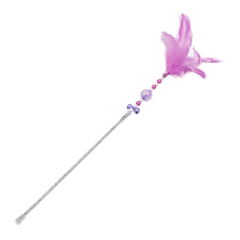 KFX-0055869 Colorful Feather Cat Teaser Wand with Bells - Safe, Eco-Friendly Material, 35cm Long