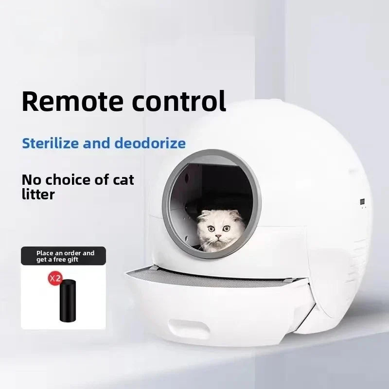 KFX-005843 Smart Automatic Cat Litter Box with 65L Capacity, App Control, Easy Clean, and Odor Control