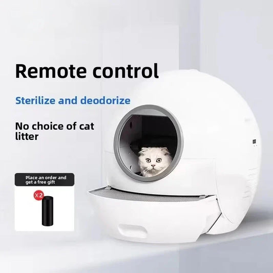 KFX-005843 Smart Automatic Cat Litter Box with 65L Capacity, App Control, Easy Clean, and Odor Control