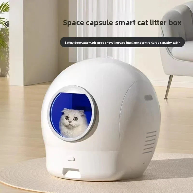 KFX-005843 Smart Automatic Cat Litter Box with 65L Capacity, App Control, Easy Clean, and Odor Control