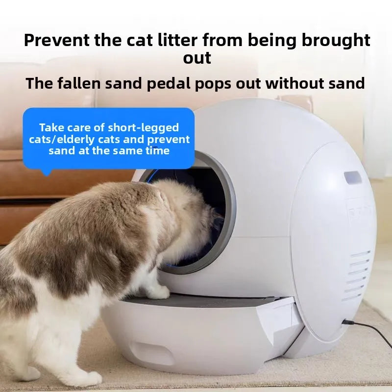 KFX-005843 Smart Automatic Cat Litter Box with 65L Capacity, App Control, Easy Clean, and Odor Control