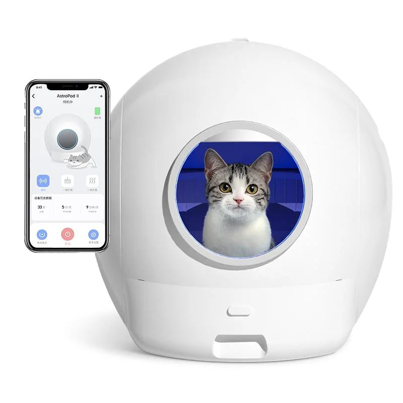 KFX-005843 Smart Automatic Cat Litter Box with 65L Capacity, App Control, Easy Clean, and Odor Control