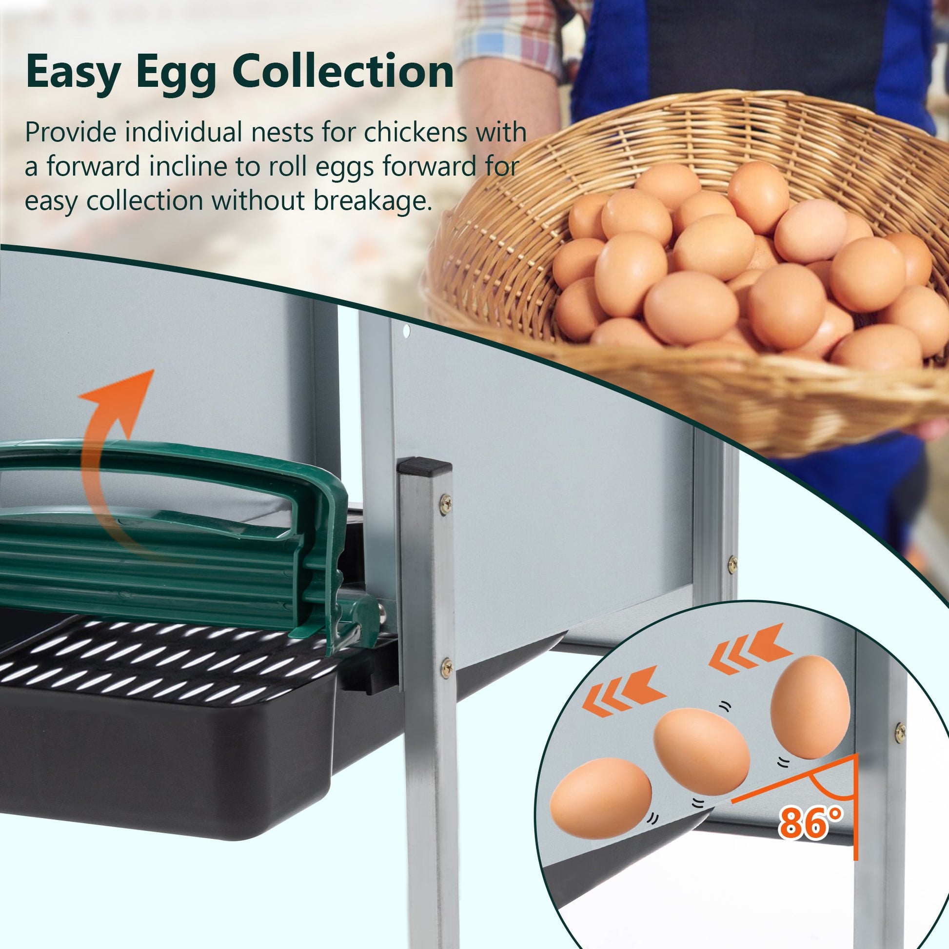 KFX-0058685 4-Hole Chicken Nesting Box with Legs and Cover for Egg Protection