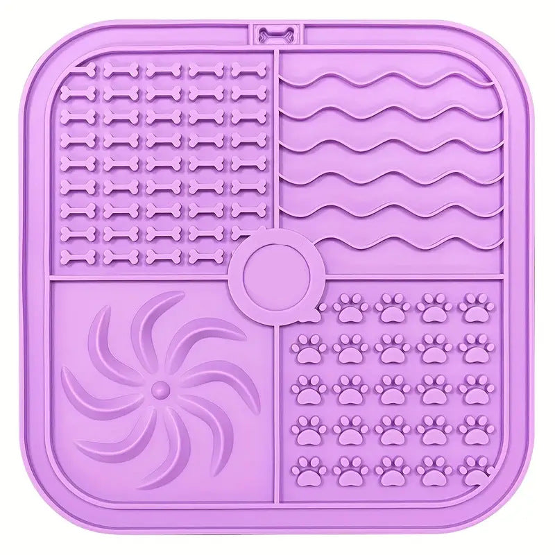 KFX-0060989 Silicone Non-Slip Pet Slow Food Mat with Bottom Suction Cups - Multiple Colors Available